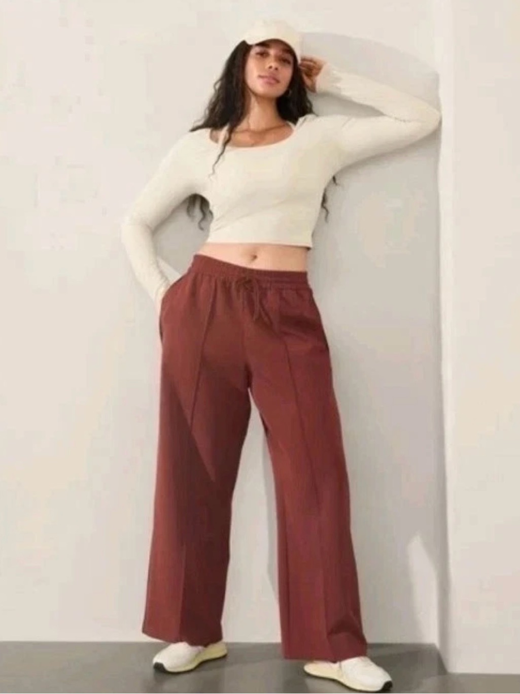 Athleta Endeavor High Rise Relaxed Pant In Cherrywood Brown Women's Size S Nwt